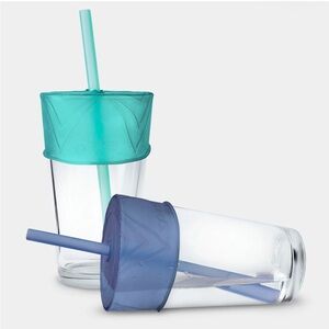 Universal Silicone Spill-Proof Lids & Straws | 2 Pack | New